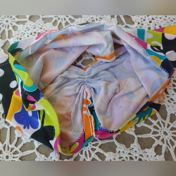 Vintage Retro Colorful Floral Poka Dot Mod Handmade 90s Tube Top - Picture 10 of 10